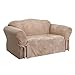 SureFit Home Décor Soft Suede Box Cushion Loveseat One Piece Slipcover, Relaxed Fit, Polyester, Machine Washable, Taupe Color