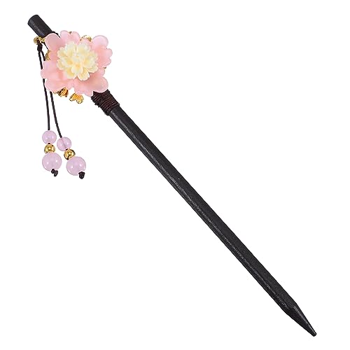 MUSISALY エレ トで魅力的な手作りの中国製ヘアピン ピンクの翡翠と四つ葉の花のデザイン