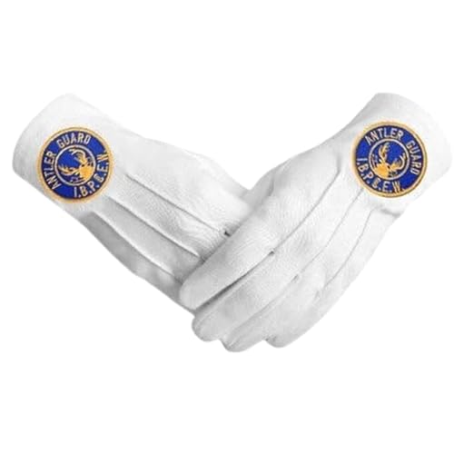 BRICKS MASONS Antlered Guard Elks of the World Gloves - White Cotton