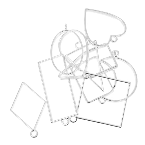 WOONEKY 10 piezas Colgantes de Aleación Geométrica Creativa para Fabricación de Joyas DIY Marcos Abiertos para Bisutería Accesorios para Pendientes Pulseras y Collares Color Plateado para