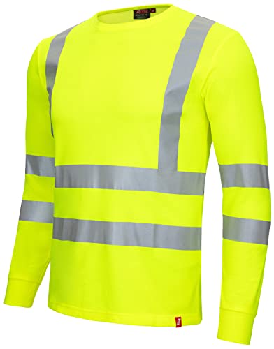 Nitras Motion Tex Viz 7009 T-Shirt - Langarm-Shirt für die Arbeit - 55% Baumwolle - Neongelb - 6XL