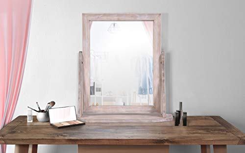 Innova Editions Bella Dressing Table Mirror - Driftwood - 46x47cm - Wooden Tabletop Mirror, 47L x 46W cm - Image 3