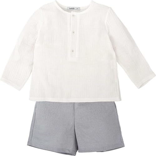 Conjunto de niño de alta calidad con camisa de cuello redondo y pantalón