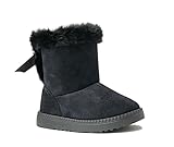 REDVOLUTION Kid Boots Toddler Girls Cute Butterfly Bow Snow Boot (375 black, small kid 12)