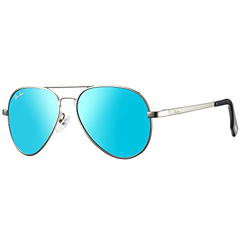Pro Acme Pilotenbrille Herren Damen Polarisierte Fliegerbrille Klassische Piloten Sonnenbrille Unisex UV400 Schutz Vintage Sonnenbrille (A2 Silber Rahmen | Blaue Linse)