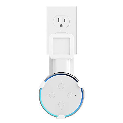 Outlet Wall Mount Stand for Smart Home Speakers Voice Assistants Dot 3rd Gen Hanger Holder Case Bracket Space Saving Perfect Accessories Without Messy Wires or Screws (AMM002-W), White by WALI