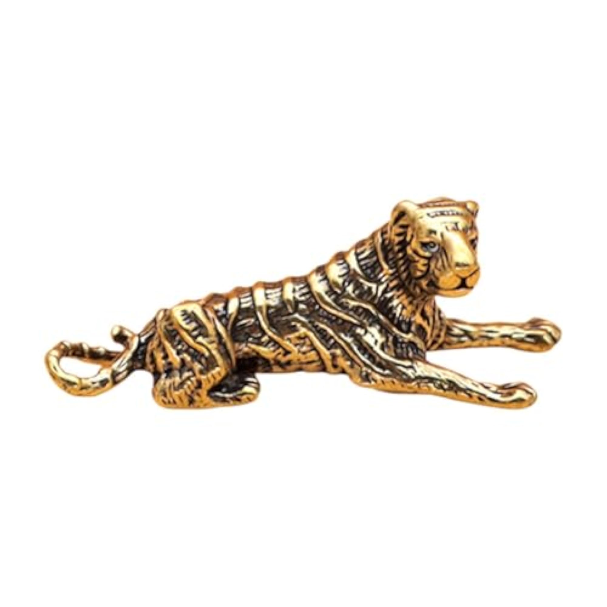 Chinese Tiger Keychain, Miniature Brass Decorative Pendant