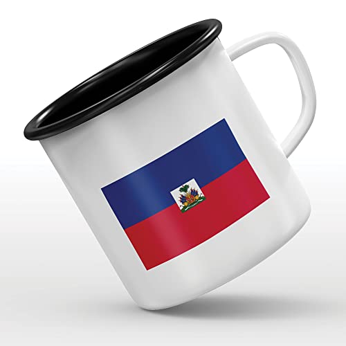 Mygoodprice MUG tasse émaillée au motif Drapeau Haiti