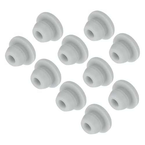 Image of MECCANIXITY 10pcs Silicone Snap in Locking Hole Plugs,5.5mm /0.2 Inch Mounting Diameter Narrow Groove Width 1.5mm Panel Seal Cover Round for Kitchen Bulkheads Waterproof Sealing Plugs Grey