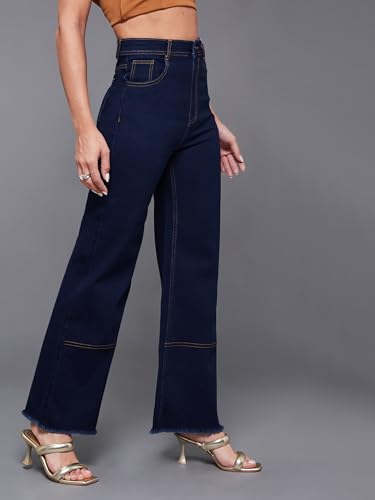 Image of Miss Chase Women's Wide Leg High Rise Regular-Length Stretchable Denim Jeans