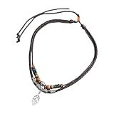 Zkydhbd Collar largo de cuentas de madera vintage, cadena multicapa ajustable para mujer, materiales naturales, accesorio de joyería, collar largo ajustable de cuentas de madera