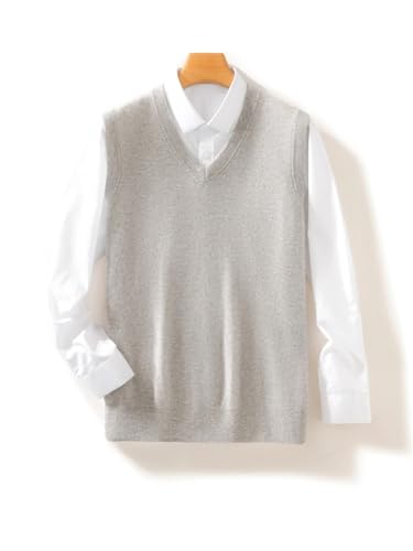 Men's V Neck Solid Casual Sleeveless Merino Wool Sweater Pullover Vest Tank Tops4