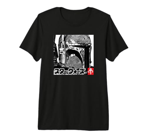 T-shirt Star Wars Boba Fett Kanji t-shirt geek noir et blanc vêtement homme mode urbaine