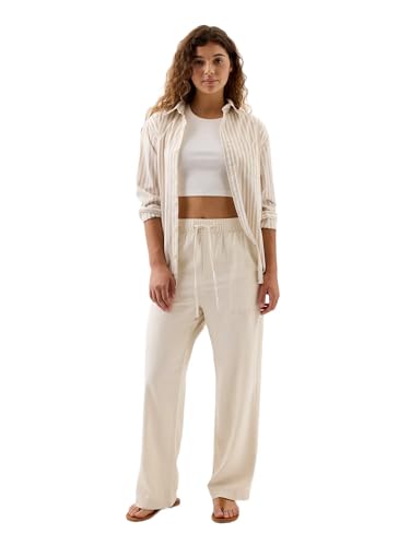 Image of Gap Womens Wide Leg Linen Pull on Pant