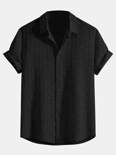 Image of Leriya Fashion Men's Formal Button Down Shirt - Slim Fit Office Wear Shirt for Men | Textured Short Sleeve Polycotton | Business & Meeting Ready (Available in Plus Size)