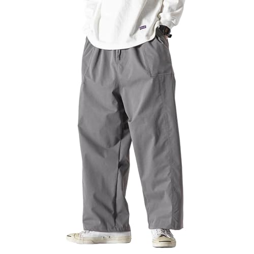 Summer Men Wide Leg Pants Light Thin Solid Casual Pants Male Loose Joggers Cargo Trousers