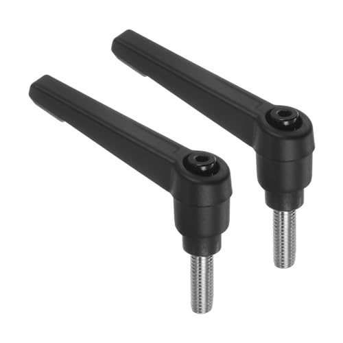 Image of uxcell 2pcs Clamping Lever Handles, M6 x 15mm 304 Stainless Steel Threaded Male Stud, Adjustable Handles Locking Quick Release Ratchet Push Button Bolt Knobs, Black