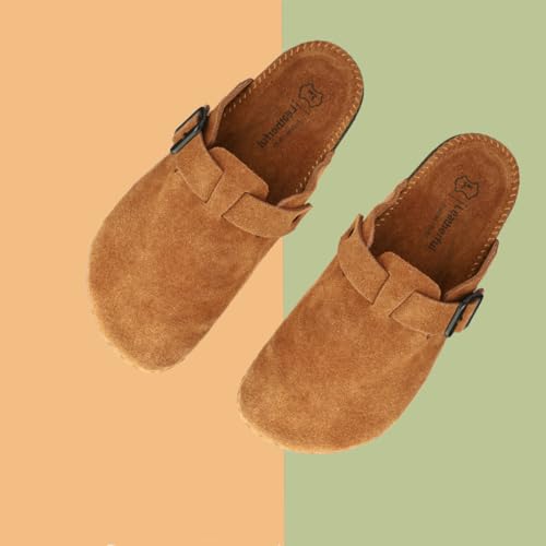 Image of Premium Orthopedic Suede Leather Mules, Lightweight Slip-On Design with Anti-Skid Sole, Cushioned Footbed, Pain-Free Comfort for Indoor Outdoor Use