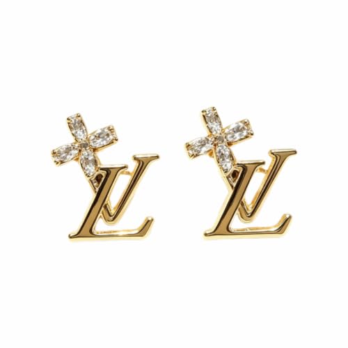 Lightweight Four-Prong Crystal Stud Earrings, Gold Plated Minimalist Floral Earrings for Women, Comfortable All-Day Wear Jewelry