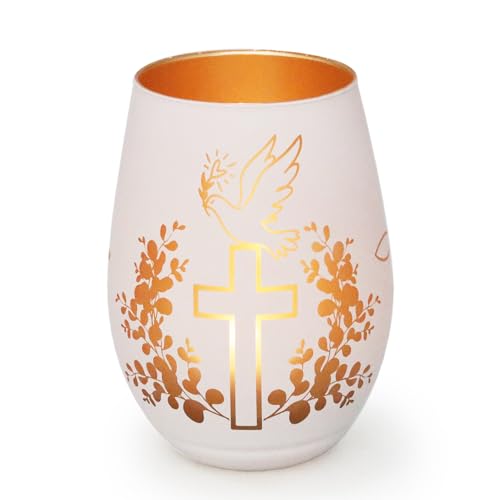 Photophore religieux en forme de croix et colombe de la paix (1 pièce), élégant bougeoir en verre...