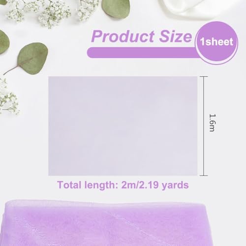 OLYCRAFT 2m/2.2 Yards Lilac Tulle Fabrics 1.6m Wide Chiffon Sheer Crepe Fabric Gauze Mesh Bolt Net Chinlon Tulle for Gift Wrapping DIY Sewing Crafts Wedding Party Decorations - Image 2