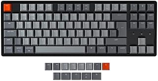Keychron K8 Tenkeyless Wireless Mechanical Keyboard for Mac, Bluetooth ISO-UK-Layout RGB Backlight Multitasking Type-C Wired Gaming Keyboard for Windows with Gateron Brown Switch, Aluminum Frame