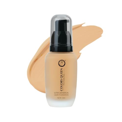 Image of Colors Queen Ultra Definition Liquid Foundation | Lightweight & Long Lasting Full, Coverage with Dewy Finish | Waterproof & Sweat Proof Foundation for Face Makeup (Custard, 30ml)