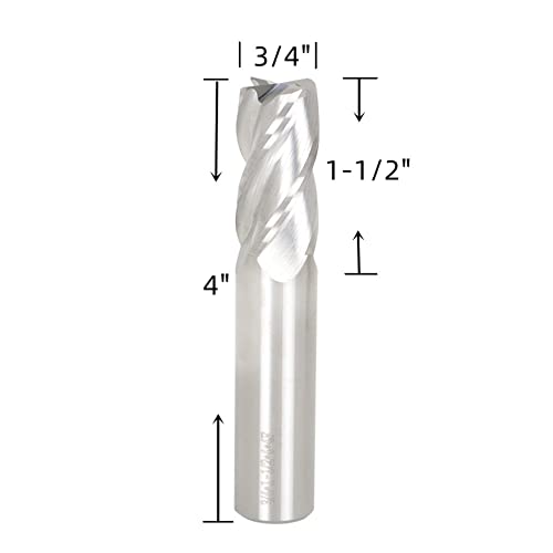 Image of waltyotur 3 /4 Inch 4 Flute Carbide End Mill 1-1 /2 Inch Cutting Length x 4 Inch Overall Length x 3 /4 Inch Shank Diameter for Aluminum Cutting Non Ferrous Metal Up Cutting 1 Pcs