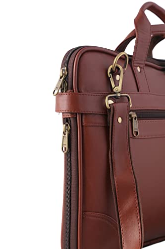 Mysa Coffee Brown Vegan Leather Slim Vintage Messenger Crossbody Satchel Shoulder Briefcase Sleeve Bag With Adjustable Strap For Office Work Travel Fits 14" Computer Laptop Tablet For Men Women #TOP6