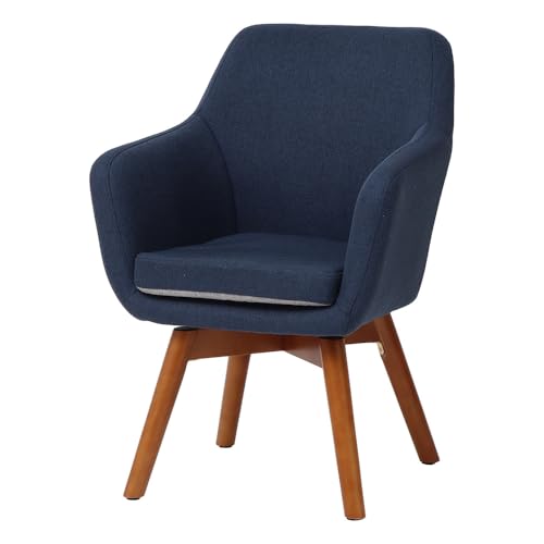 ヤマソロ ダイニングチェア デスクチェア 木製 オフィスチェア 疲れにくい 回転 コンパクト おしゃれ チェア 椅子 木製 ベロア Benoit ベノワ 83-557 (インディゴブルー(木脚))