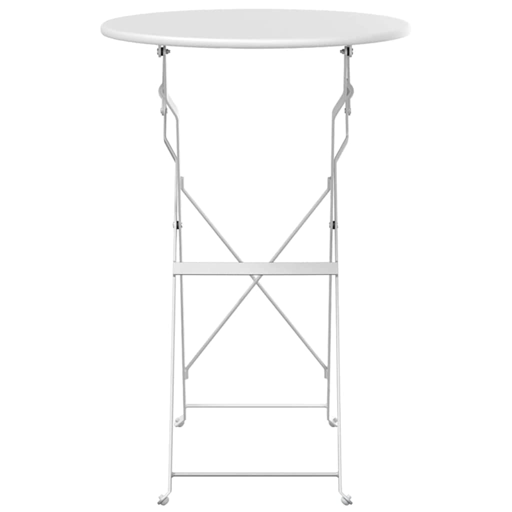 Stolik bistro biały ze stali malowanej proszkowo, Ø 50 x 71 cm, składany i odporny na warunki atmosferyczne, zajmuje mało miejsca stół ogrodowy na taras, balkon, do użytku na zewnątrz i na