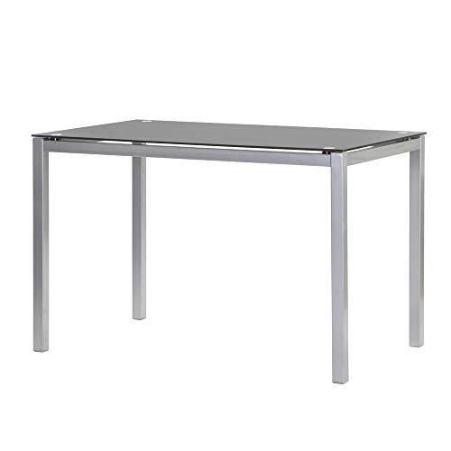 MOMMA HOME Mesa de Comedor - Modelo Tibia - Color Negro/Plata - Material Cristal Templado/Metal - Medidas 110 x 70 x 75 cm