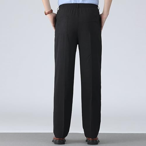 Mens Dress Pants Straight Leg Suit Pants Classic Flat Front Work Trousers Elastic Waist Casual Business Non-lron Pant4