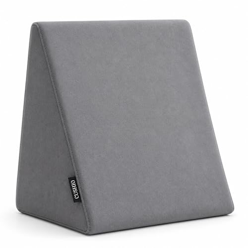Image of CUSHIO Bed Wedge Pillow for Sleeping, Memory Foam Wedge Cushion for Acid Reflux, Back Support Pillow for Bed Sitting, Orthopedic Wedge Pillow for Neck & Back Pain, Leg Elevation Pillow (Grey)