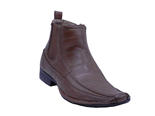 BLANCHO BEDDING Mens Pull Up Zipper Dress Boot Walnut Color
