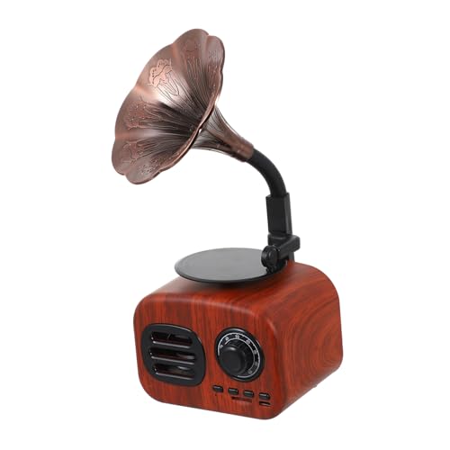 Enceinte sans fil rétro portable 5w motif bois marron avec lecture MP3 audio
