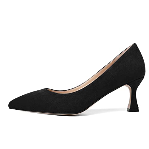 SHOWFOREST Womens Dress Pointed Toe Slip On Suede Wedding Stiletto Mid Heel Pumps Shoes 2.5 Inch2