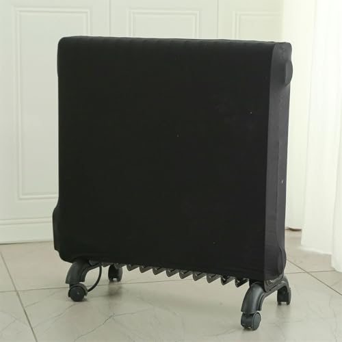 Highdi Heater Cover, Elastic Fabric Radiator Dust Cover, Black, Polyester, Not Water Resistant, For Space Heater, Easy to Install, 55cm Width