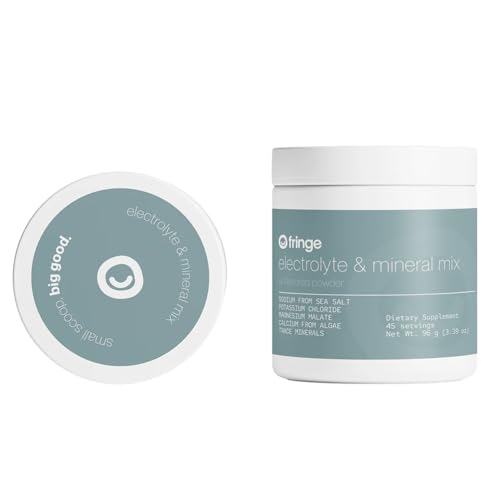 Image of Fringe Electrolyte and Mineral Mix, Pure Ocean Sea Salt for Rehydration, Potassium Chloride, Magnesium Malate for Muscle Tension, Calcium and Trace Minerals for Essentials, Unflavored, 45 Servings