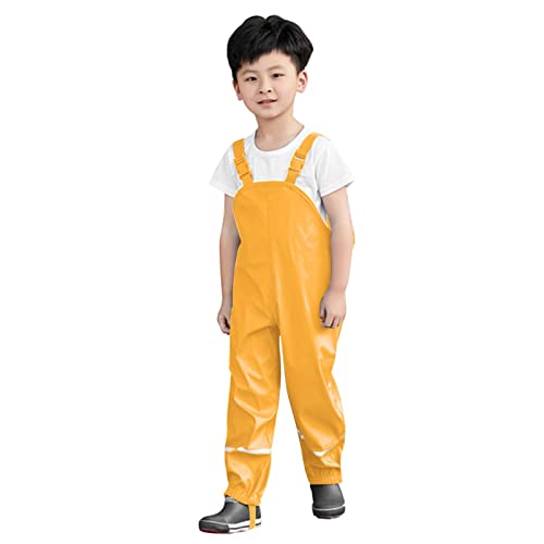 Toddler Suspender Rain Pants Kids Boys Girls Rain 𝐁𝐢𝐛 Pants Waterproof Reusable Lightweight Reflective Overalls