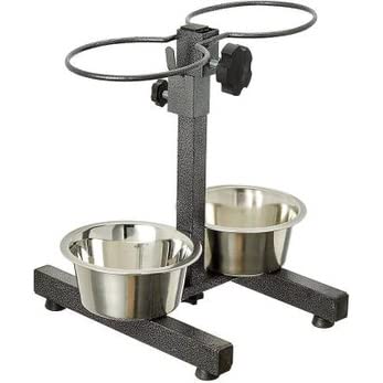 Set PET Large Food Stand Food Bowl for Dogs 1200-1400 ML Steel Bowl Included Pole Shape