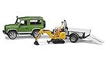 Bruder Land Rover Defender Rigid Drawbar Trailer Jcb Micro Excavator and Construction Worker