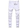 Men's Slim-Fit Stretch Jeans Skinny Jeans for Men Distressed Straight Leg Fashion Comfort Flex Waist Pants Motorbike Denim Trousers Athletic Stylish Bottoms White 34 #2