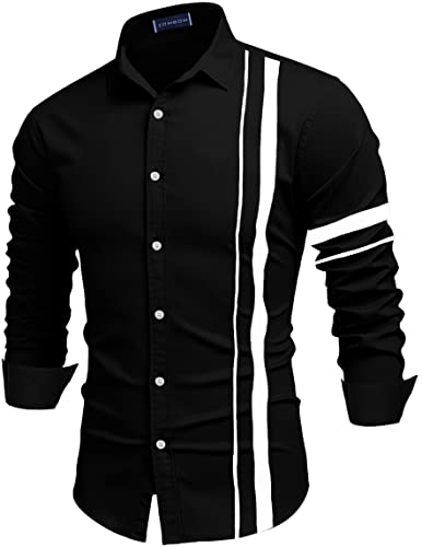 Image of Zombom Men Cotton Polyester Blend Regular Fit Striped Full Sleeve Casual Shirt