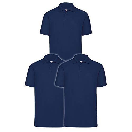 Polo Fruit of The Loom Homme 63-402-0 Bleu Foncé Maille Piquée Durable XXL
