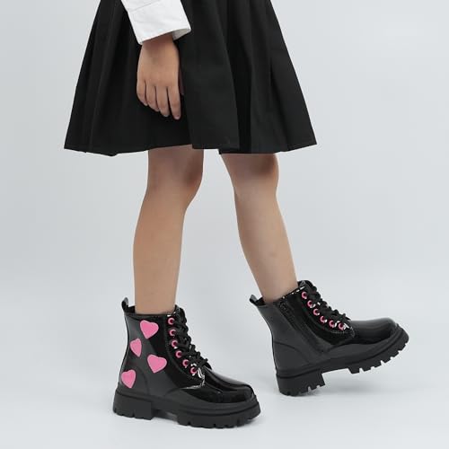 starmerx Girls Ankle Boots Lace Up Combat Boot Side Zipper Comfortable Boys Boots3