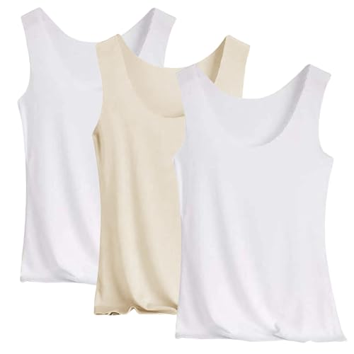 Pack de 3 camisetas sin mangas para mujer, camiseta sin mangas, cuello redondo, camiseta de tirantes ligera de seda fría, cómoda, deportiva, yoga, entrenamiento, túnica, monocolor, camiseta de