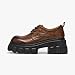 BEAU TODAY Platform Oxfords for Women, Oxford Shoes for Women,Chunky Cow Leather Lace up Dress Shoes,Fashion Casual Comfort Brethable Ladies Handmade Oxford Shoes Brown US 7