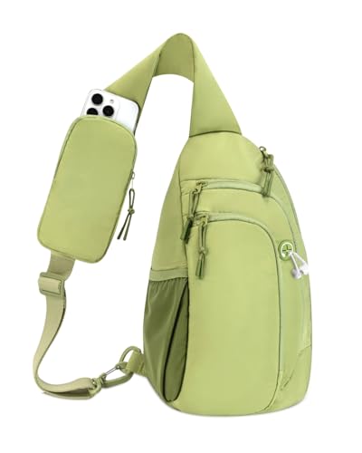 Brusttasche Damen Sling Bag Herren mit RFID-Blockierung Anti Diebstahl Tasche Umhängetasche Schultertasche mit Handytasche, Grün