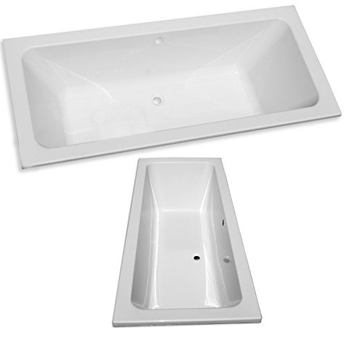 Acryl- Rechteck Badewanne "Koralle T 200" 180 x 80 cm mit Mittelablauf (ohne Montagematerial ohne Ablauf)